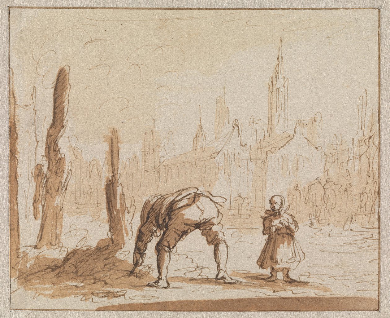 Adriaen Wens hledá v popelu šroub do úst, který byl jeho matce nasazen v Antverpách roku 1573 od Jan Luyken