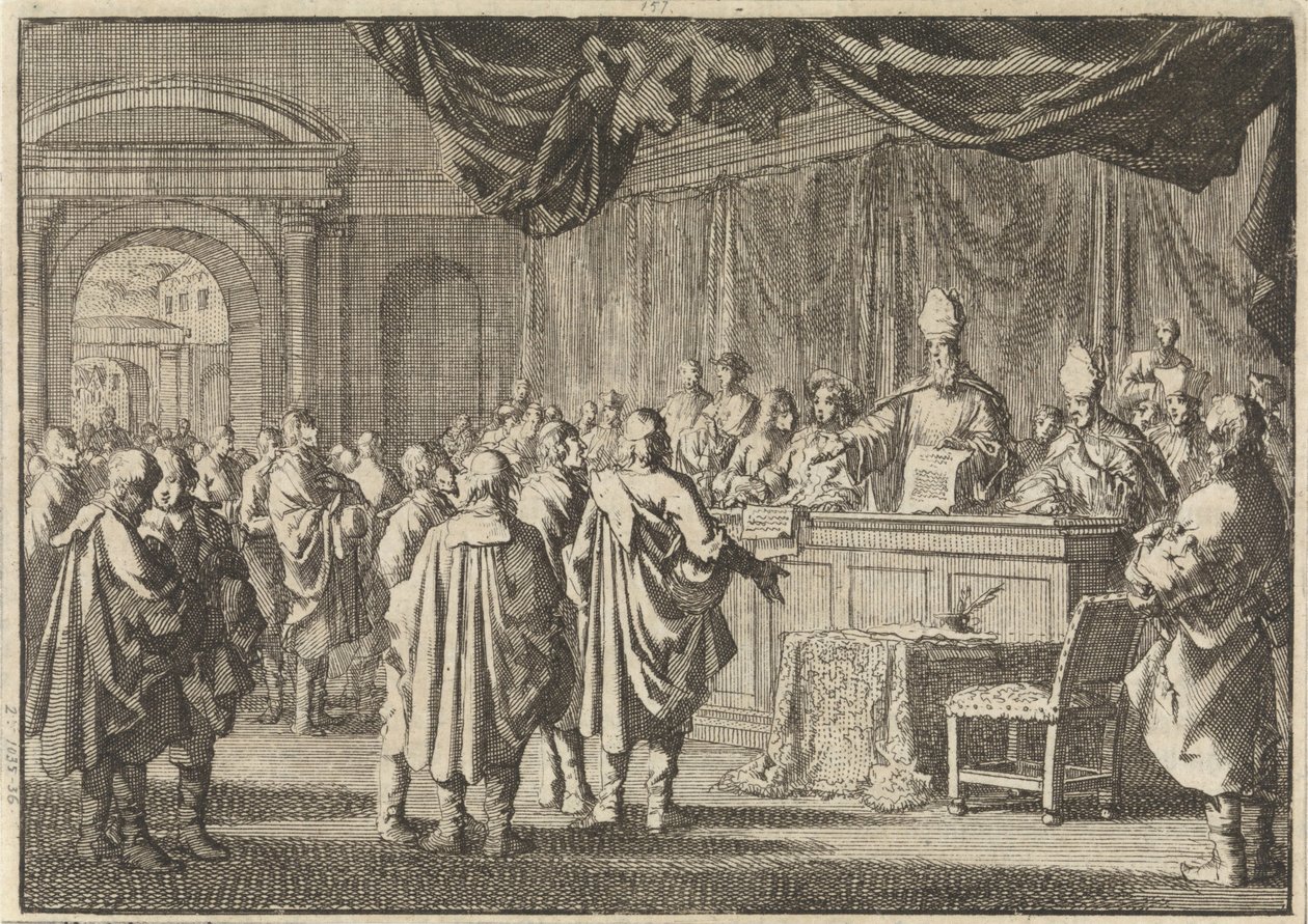 Reformovaný v Uhrách před soudem biskupů a jiných romanistů, 1670 od Jan Luyken