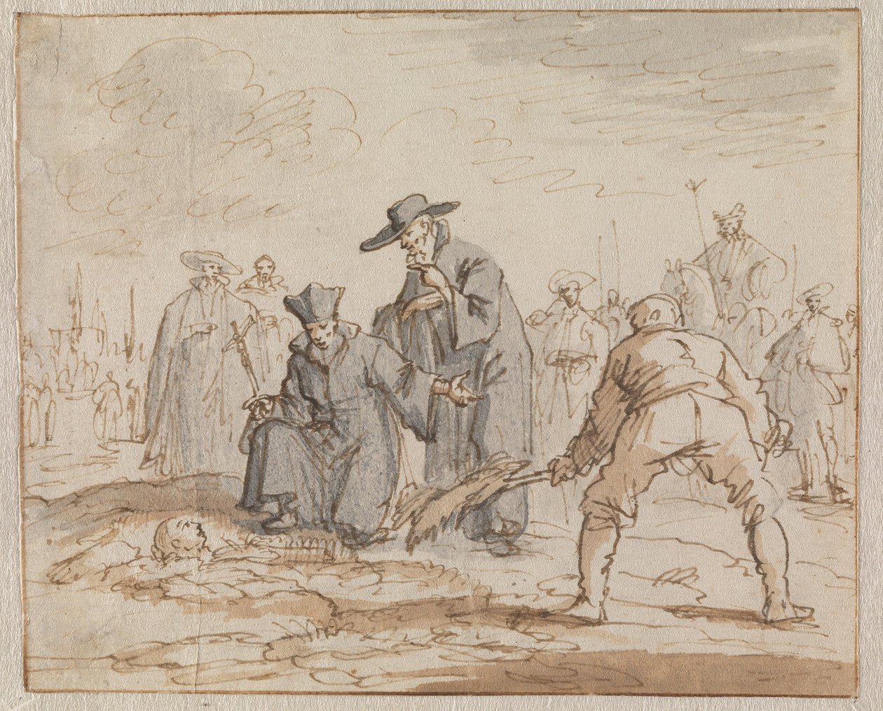 Pohřbení Anneke van den Hove zaživa v Bruselu, 1591 od Jan Luyken
