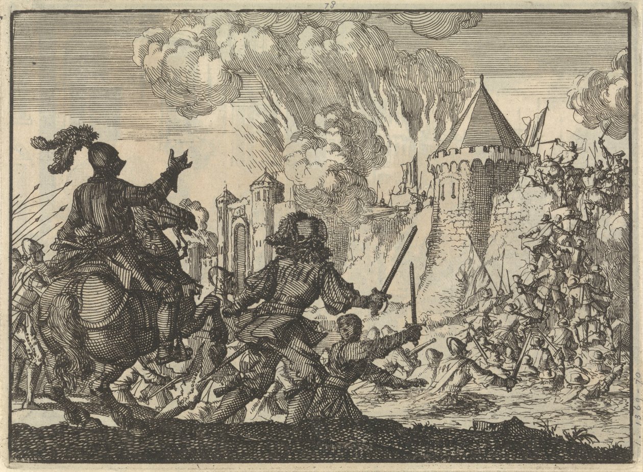 Holandská vojska zaútočí na zeď Tienen, 1635 od Jan Luyken
