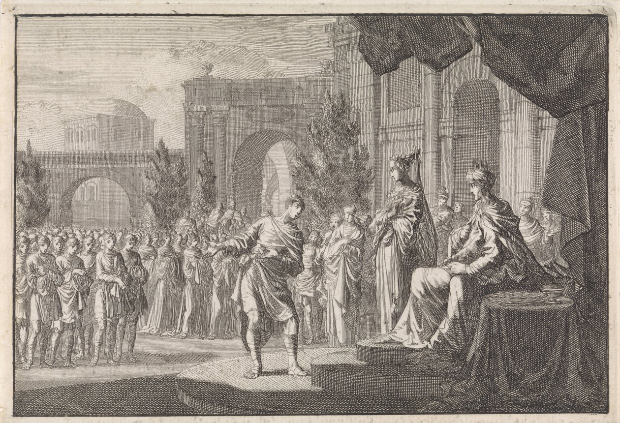 Hyrkán před trůnem Ptolemaia Filadelfa od Jan Luyken