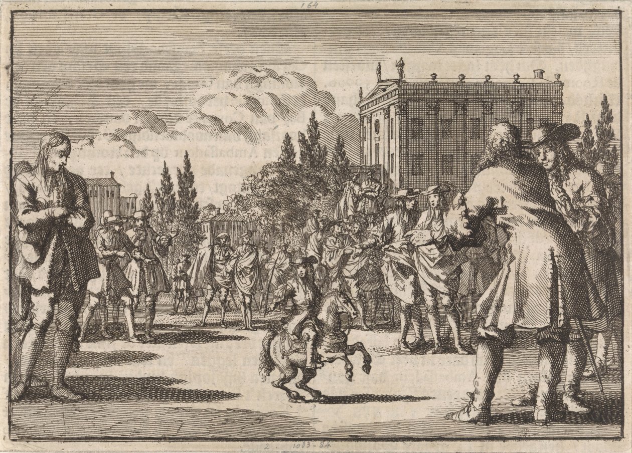 Na náměstí v Madridu se dav shromáždil kolem Louisilla, trpaslíka španělského krále, 1675 od Jan Luyken