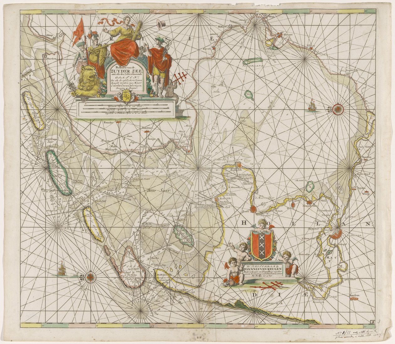 Mapa Zuiderzee a Waddenzee Paskaarte of the Zuyder Zee (název na objektu) od Jan Luyken