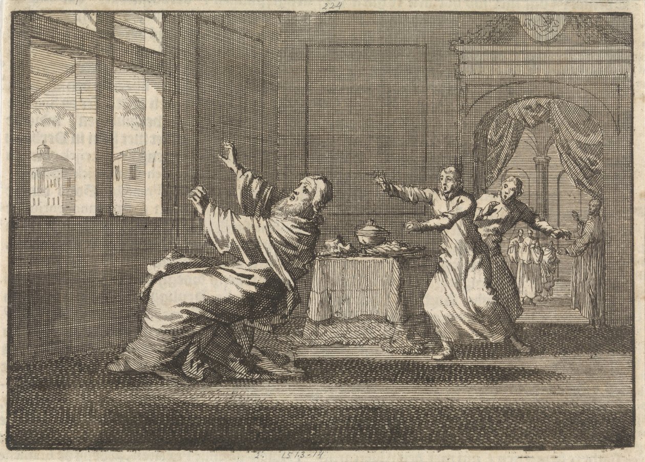Papež Innocent XII padá zpět z okna Quirinalu krátce po svém zvolení, 1691 od Jan Luyken