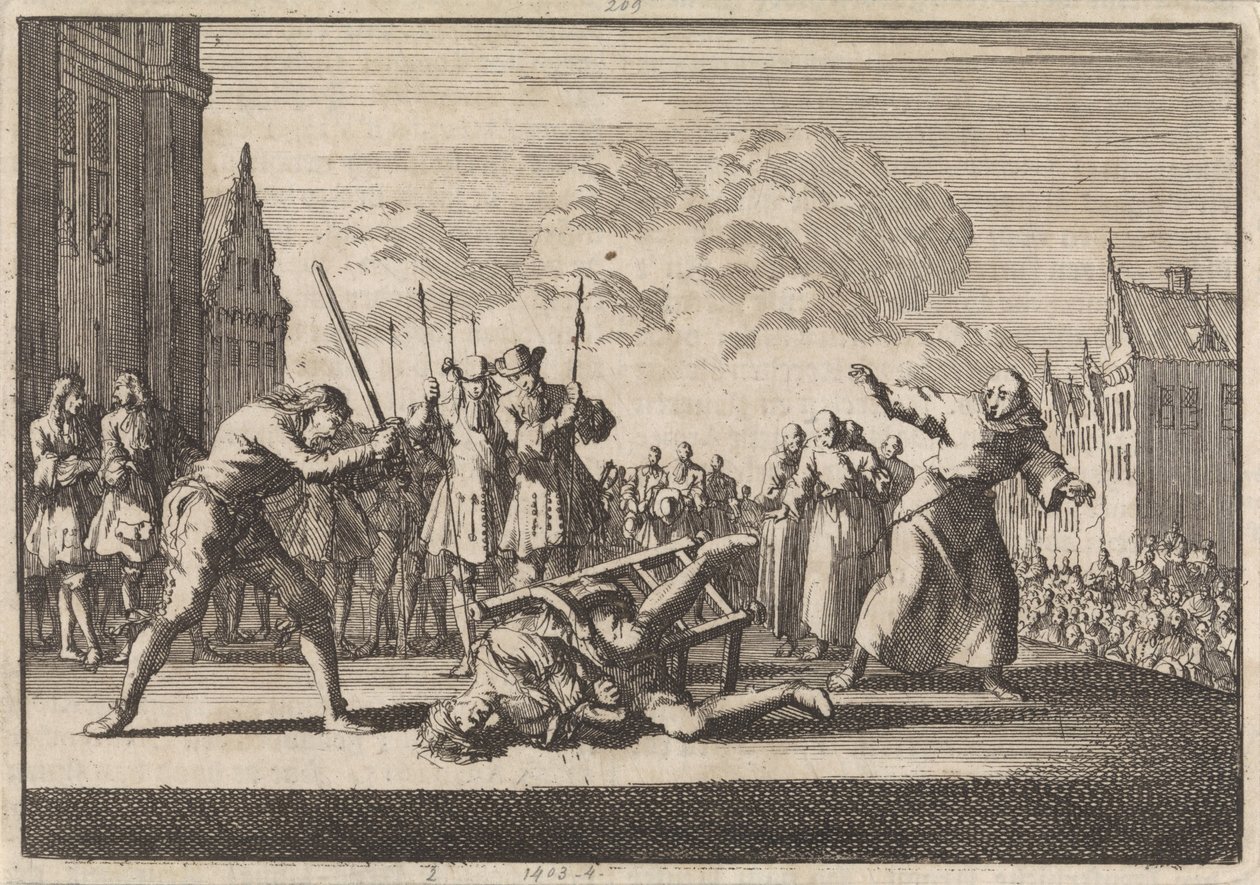 V Mohuči je sťat císařský válečný komisař Cronsbruck, 1691 od Jan Luyken