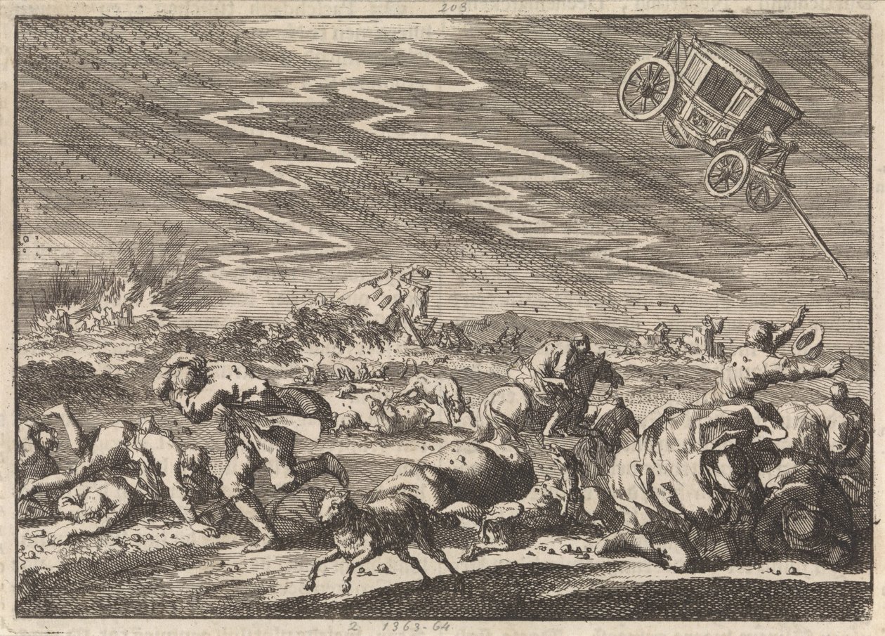 Silná bouřka v Donsenhausen v Thuringen, 1674 od Jan Luyken