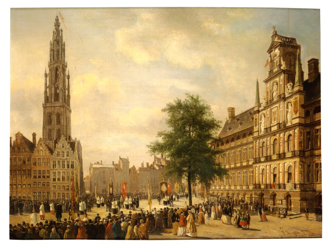 Průvod na náměstí Grand Place v Antverpách od Jan M. Ruyten