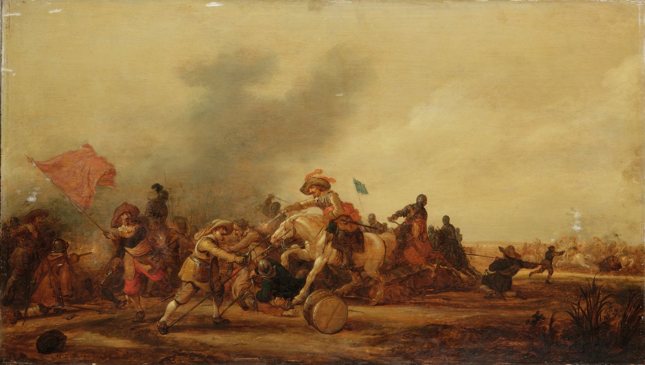 Střet mezi kavalérií a pěšáky, 1634 od Jan Martszen de Jonge