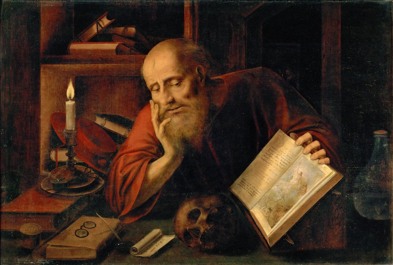 Svatý Jeroným, od Massys (Matsys), Jan (1510-1575). Olej na dřevě od Jan Massys