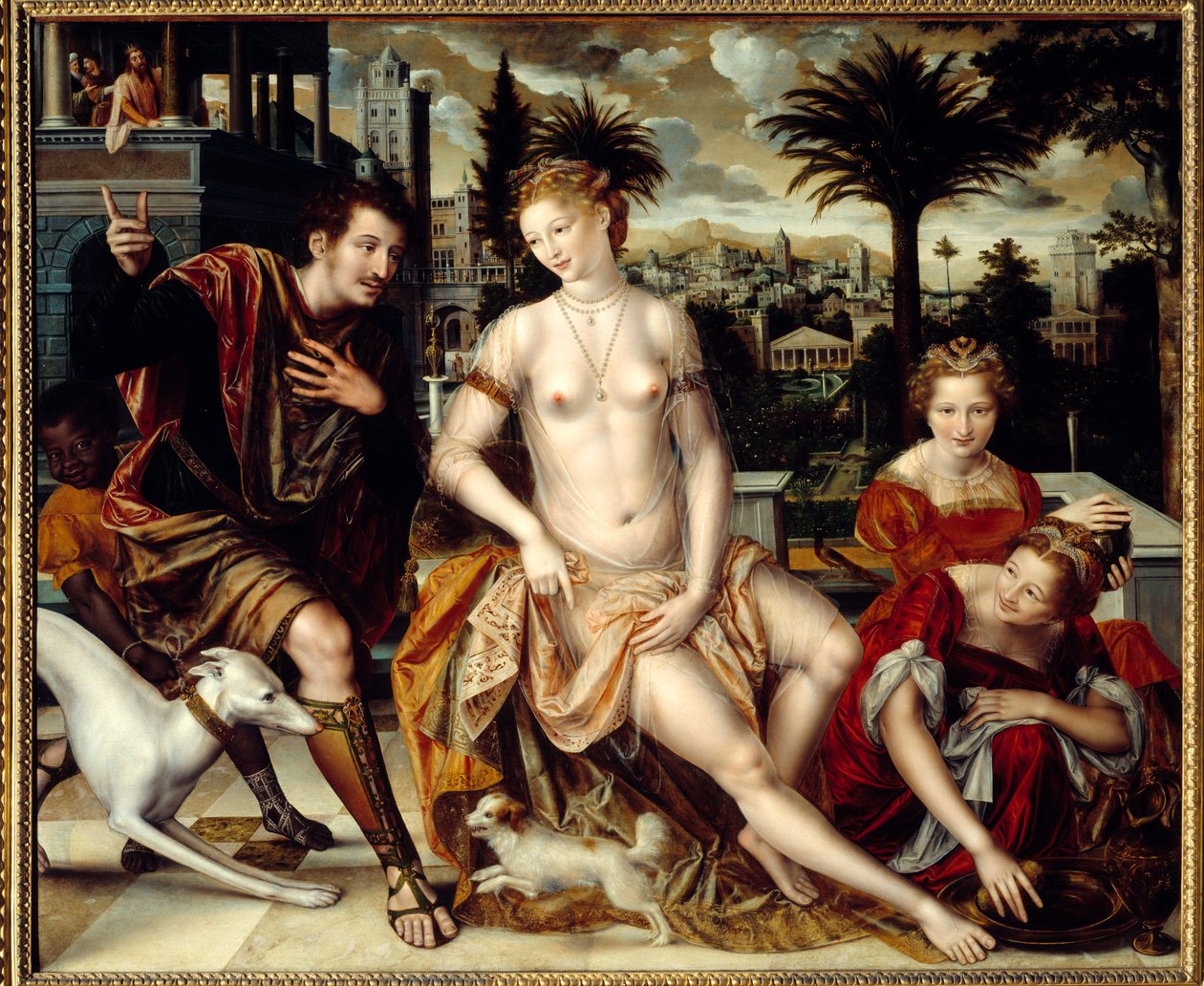 David a Betsabee. (David a Batšeba od Jan Massys or Metsys