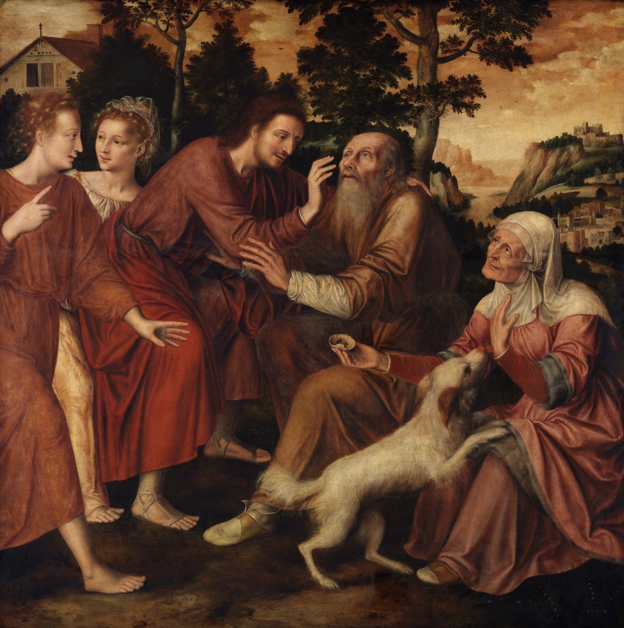 The Healing of Tobit (olej na panelu) od Jan Massys or Metsys