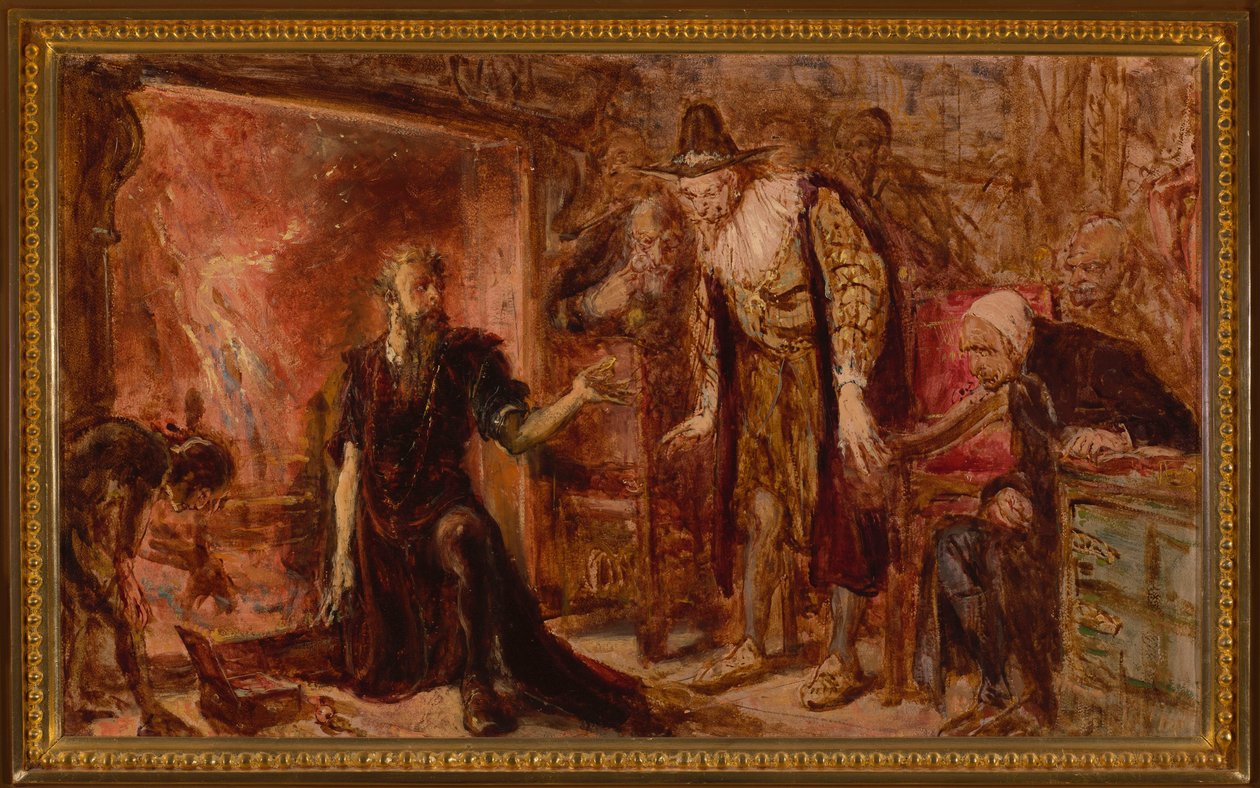 Alchymista Sędziwój a Zygmunt III., skica od Jan Matejko