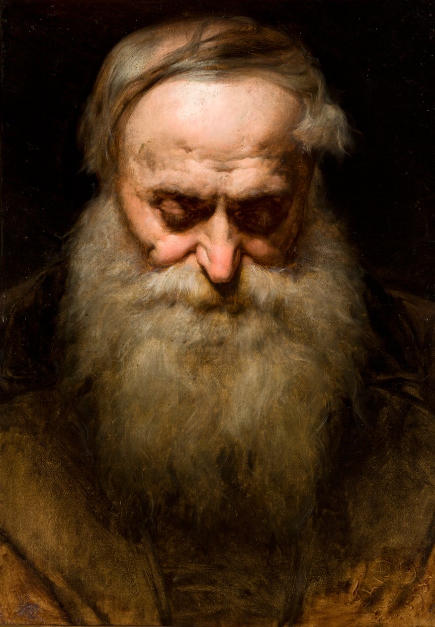Hlava starého muže s šedivým plnovousem od Jan Matejko