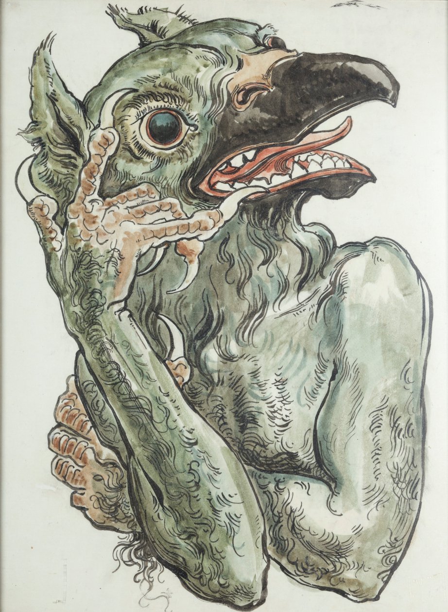 Karton k polychromii kostela sv. Marie – Ďábel s ptačí hlavou od Jan Matejko