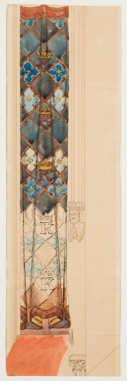 Kartonskizze für die Polychromie der Marienkirche - Fries mit geometrischem Muster od Jan Matejko