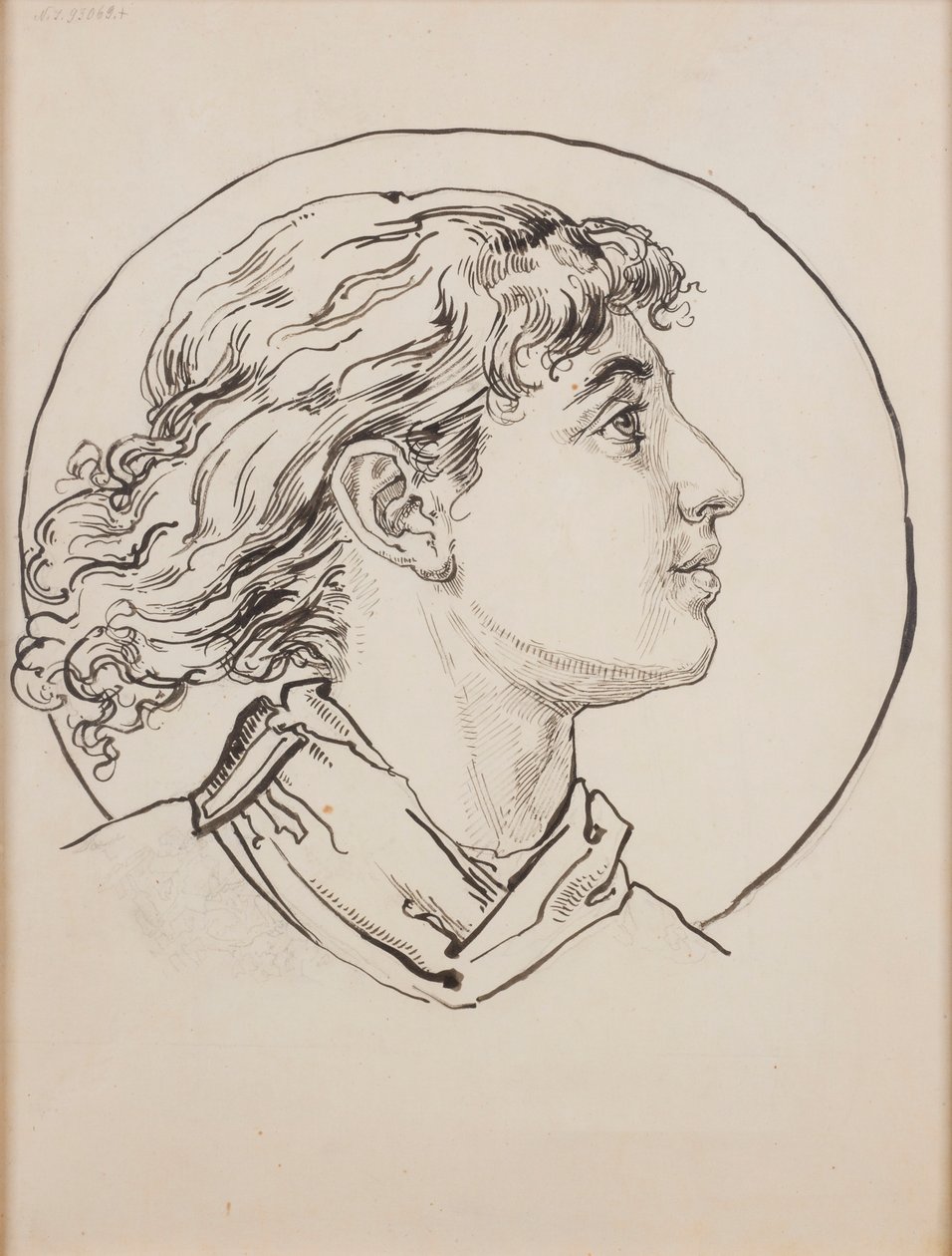 Karton pro polychromii kostela sv. Marie – hlava anděla od Jan Matejko