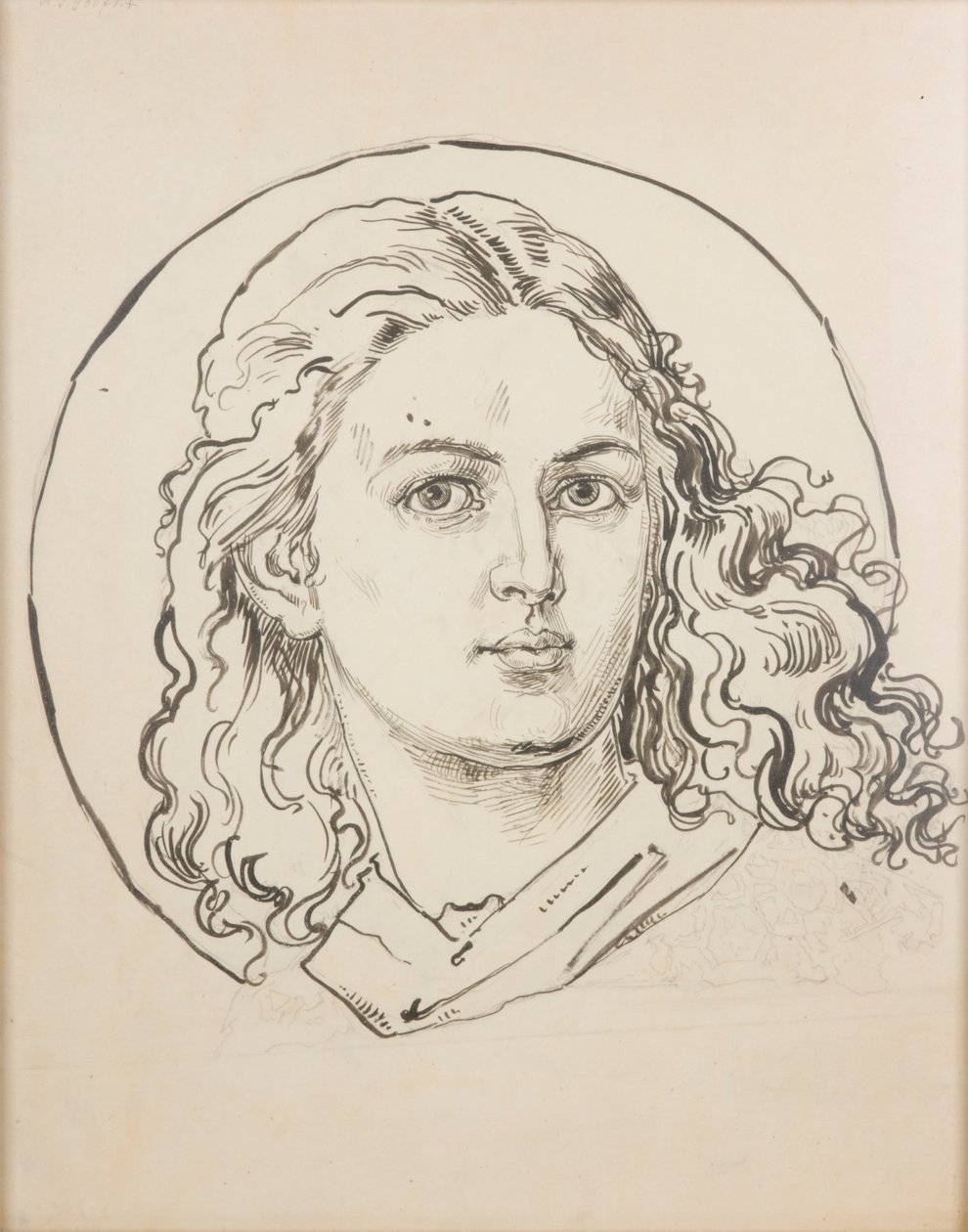 Karton pro polychromii kostela sv. Marie – hlava anděla od Jan Matejko