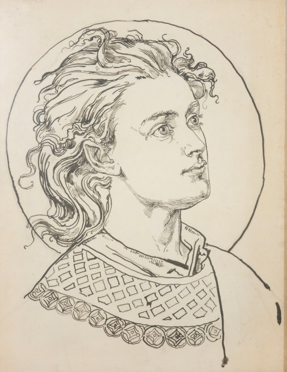 Karton pro polychromii kostela sv. Marie – Poprsí anděla od Jan Matejko