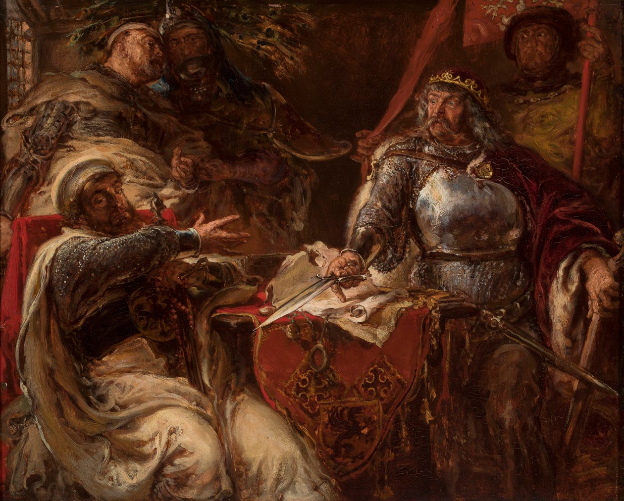 Král Vladislav Lokýtek přerušuje jednání s Řádem německých rytířů od Jan Matejko