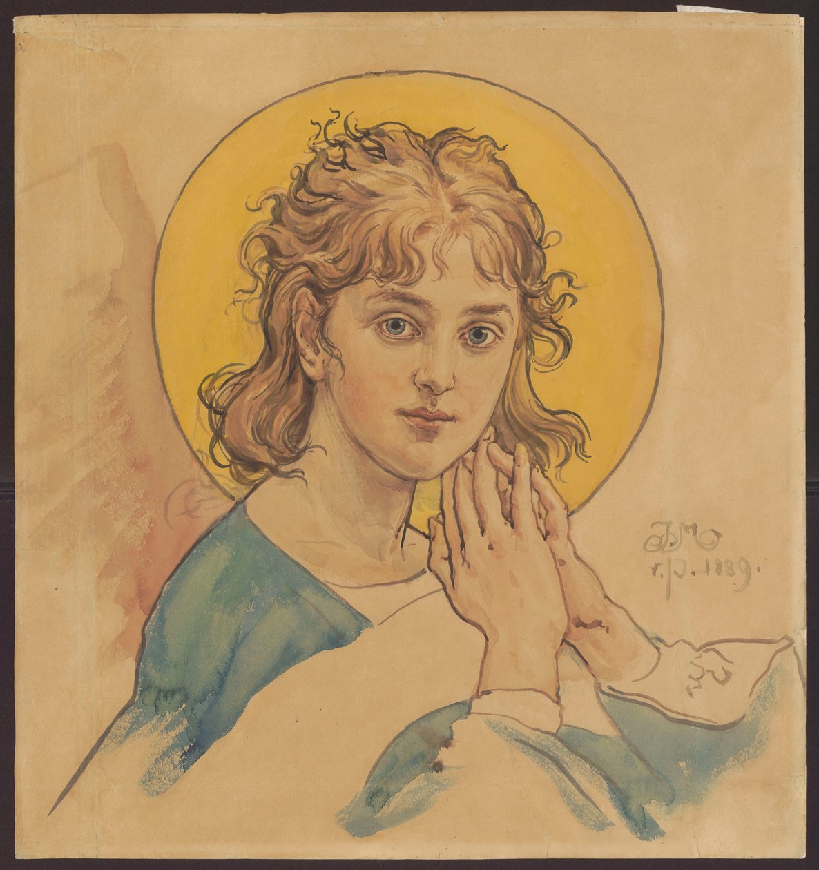 Busta anděla, návrh polychromie pro kostel sv. Marie v Krakově od Jan Matejko