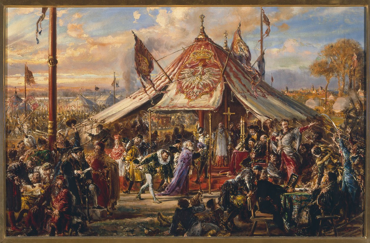 Moc Republiky na vrcholu. Zlatá svoboda. Volba. R.P. 1573 od Jan Matejko