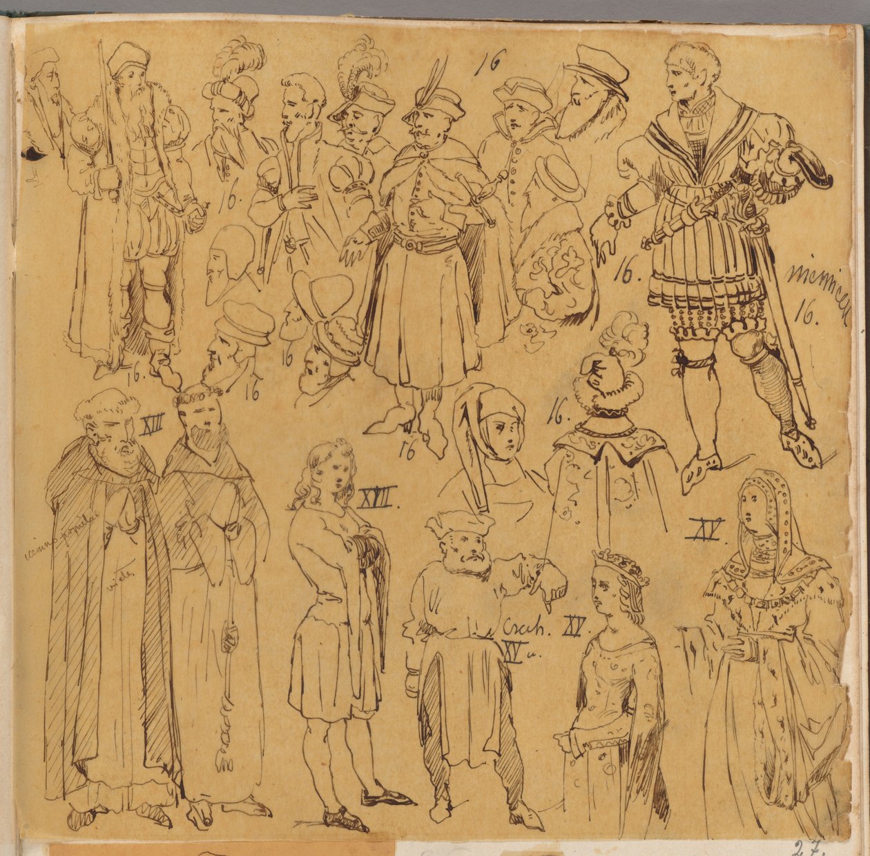 Skarbczyk. Verschiedene Personen in Kleidern aus dem XIII., XV. und XVI. Jahrhundert od Jan Matejko