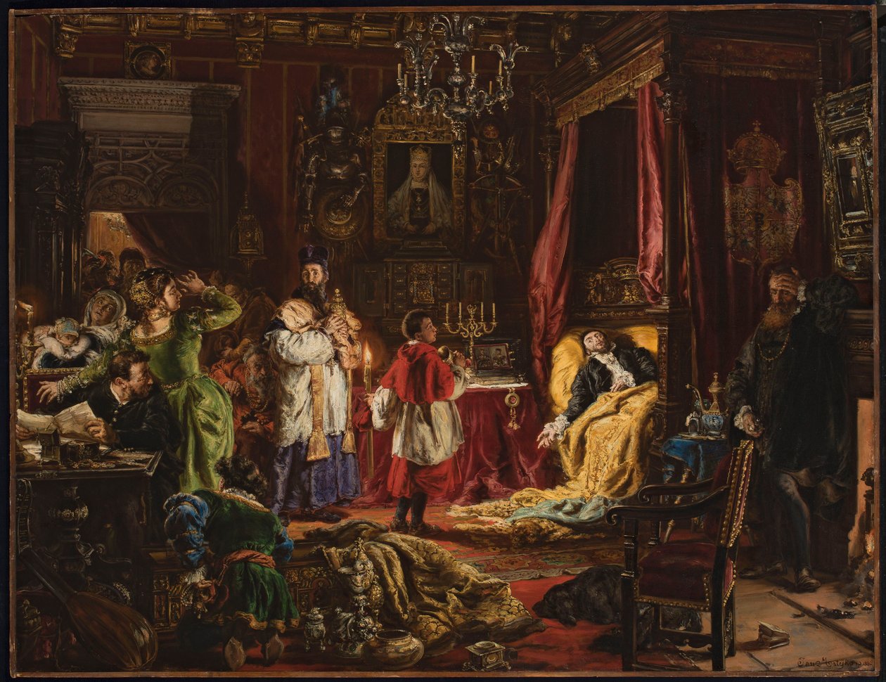 Smrt Zikmunda II. Augusta v Knyszyně roku 1572 od Jan Matejko