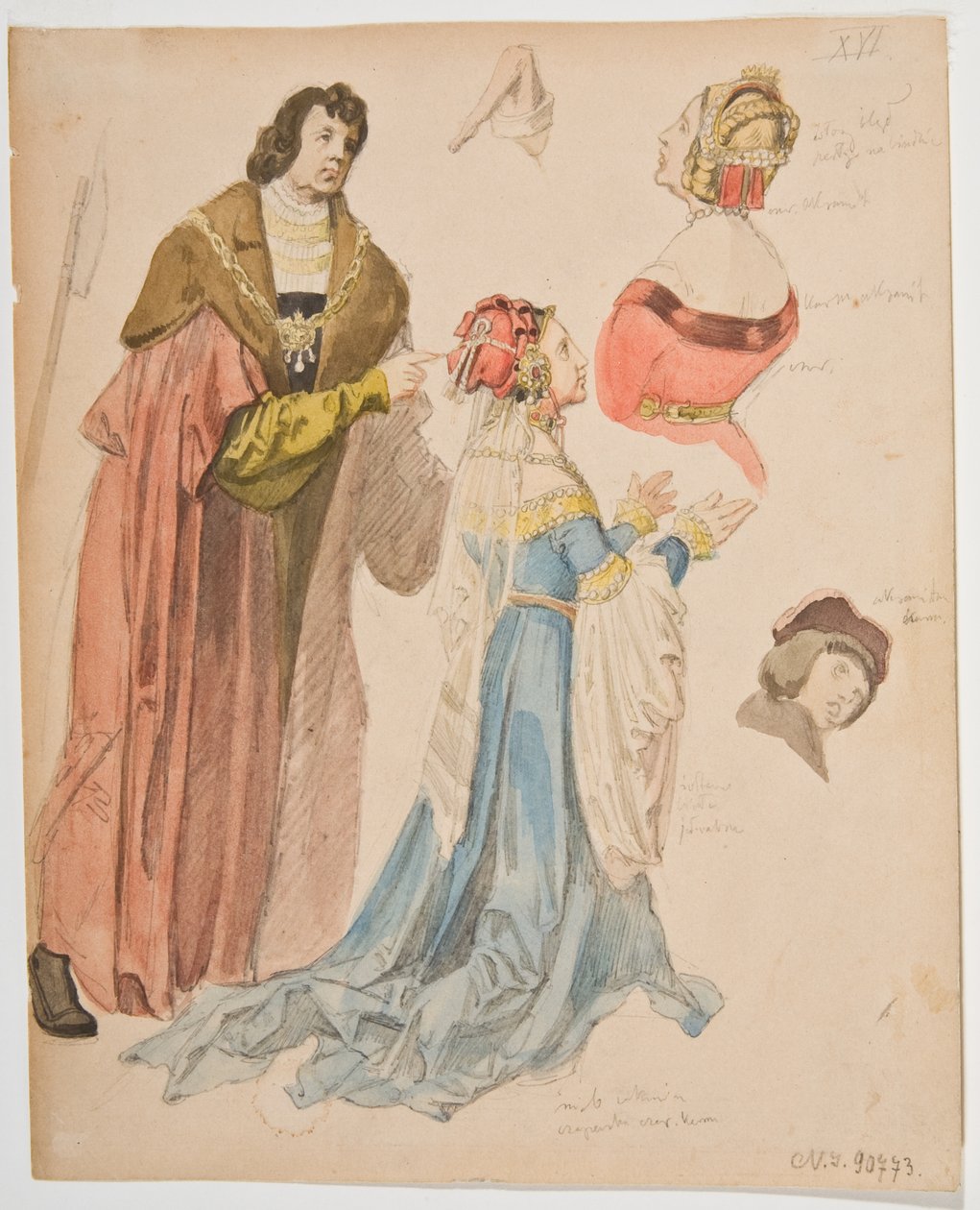Studien von Figuren aus den Altarbildern von Hans Süß von Kulmbach od Jan Matejko