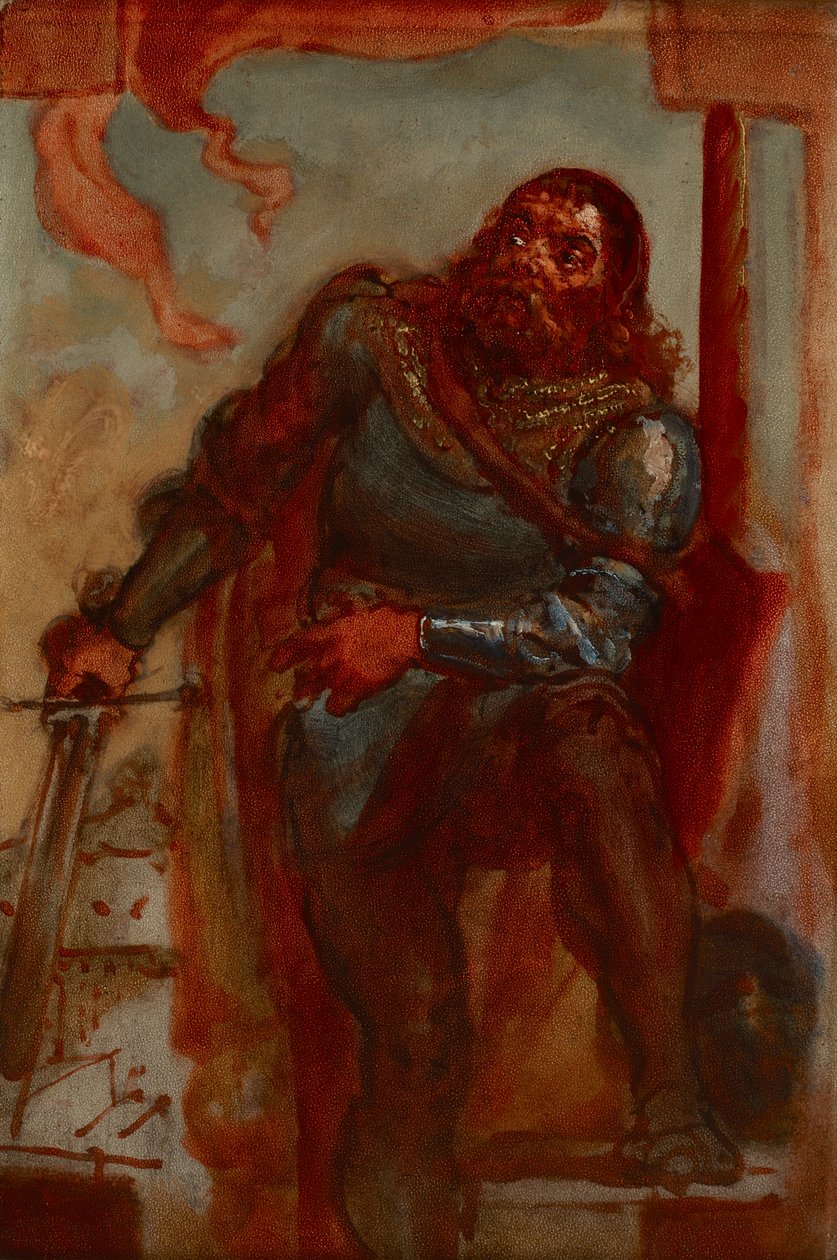Skica k obrazu „Wacław Wilczek během obrany benediktinského kláštera v Trzebicích na Moravě roku 1468 proti Matyáši Korvínovi“ od Jan Matejko