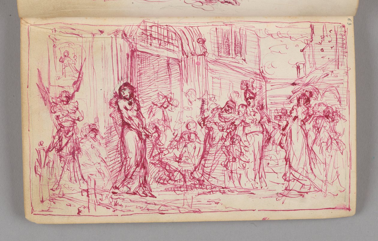 Skizzenbuch. Einseitige Zeichnung. Vorderseite: Kompositionsskizze einer unbekannten Szene ("Weihe der Dirne"?) od Jan Matejko