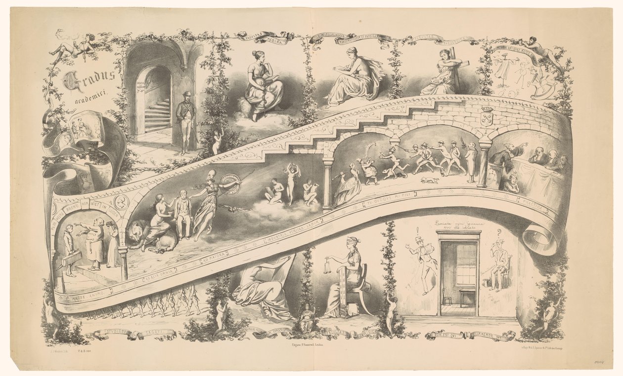 Prezentace kariéry leidenského studenta, 1871 Gradus Academici (titul na objektu) od Jan Mesker