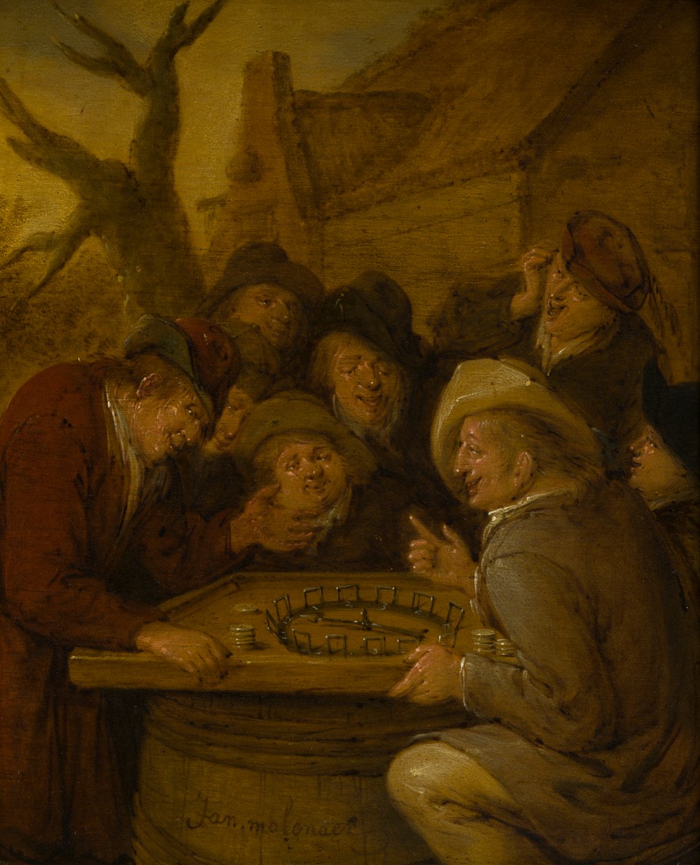 Boors hraje hru Rouge et Noir, kolem 1630-68 (olej na plátně) od Jan Miense Molenaer