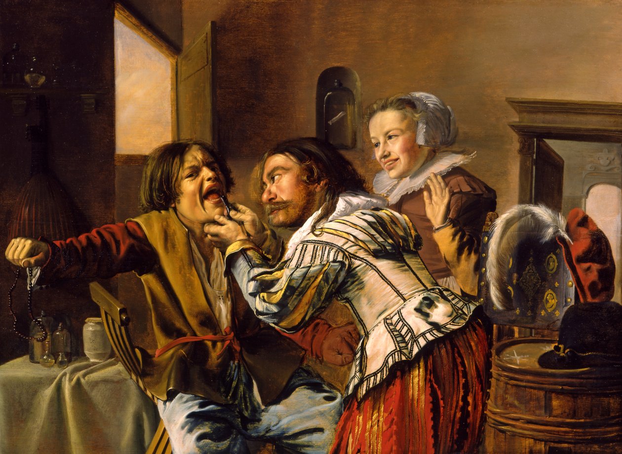 The Dentist, 1629 (olej na panelu v kolébce) od Jan Miense Molenaer