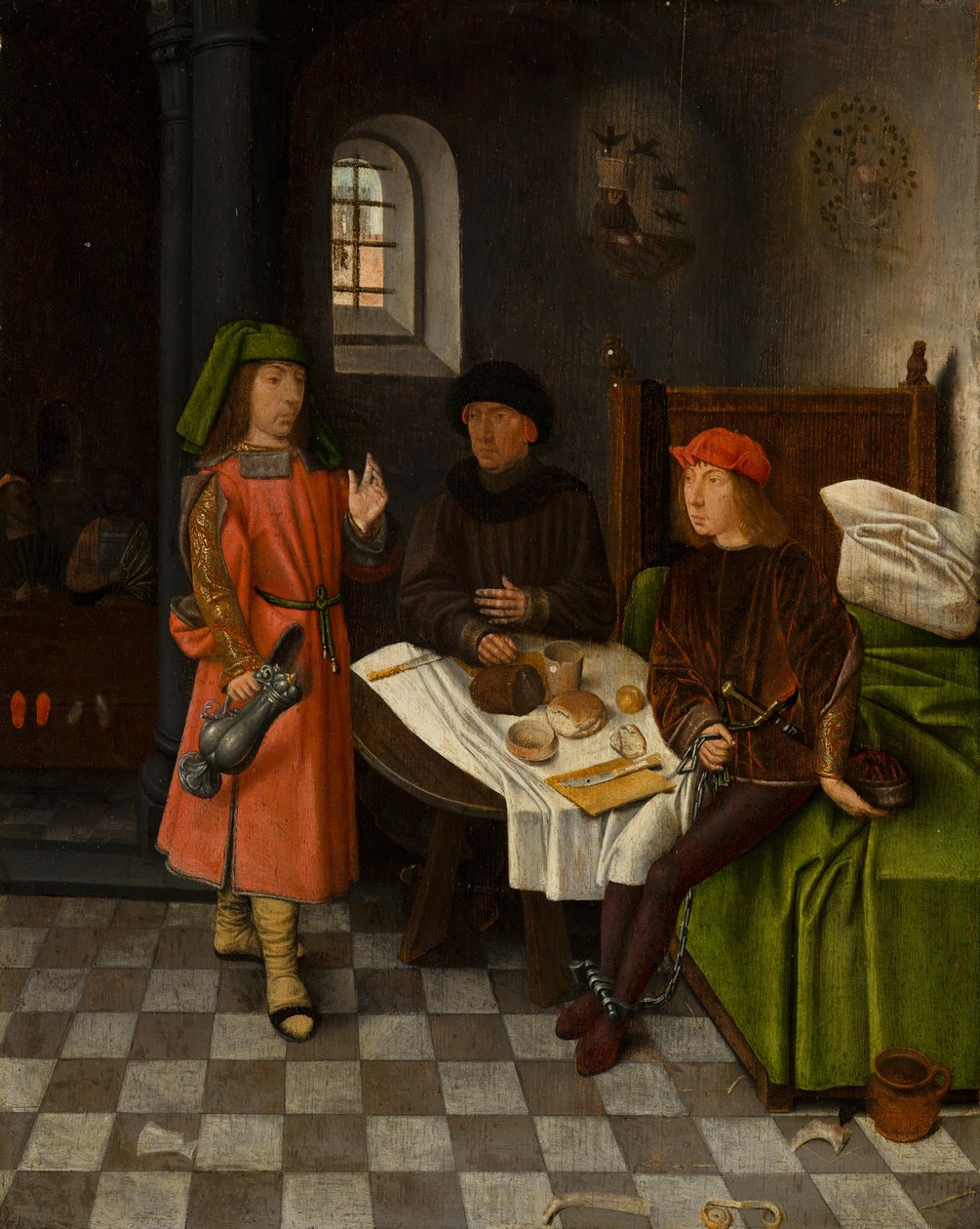 Joseph Vysvětlující sny pekaře a pohárníka, kolem roku 1500 od Jan Mostaert