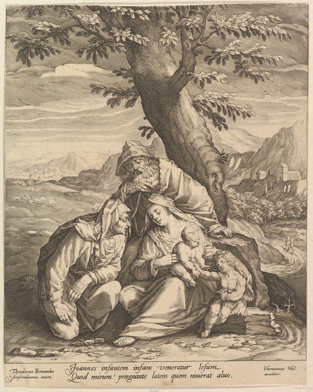 Svatá rodina se sv. Alžbětou a svatým Janem Křtitelem, 1588. od Jan Muller