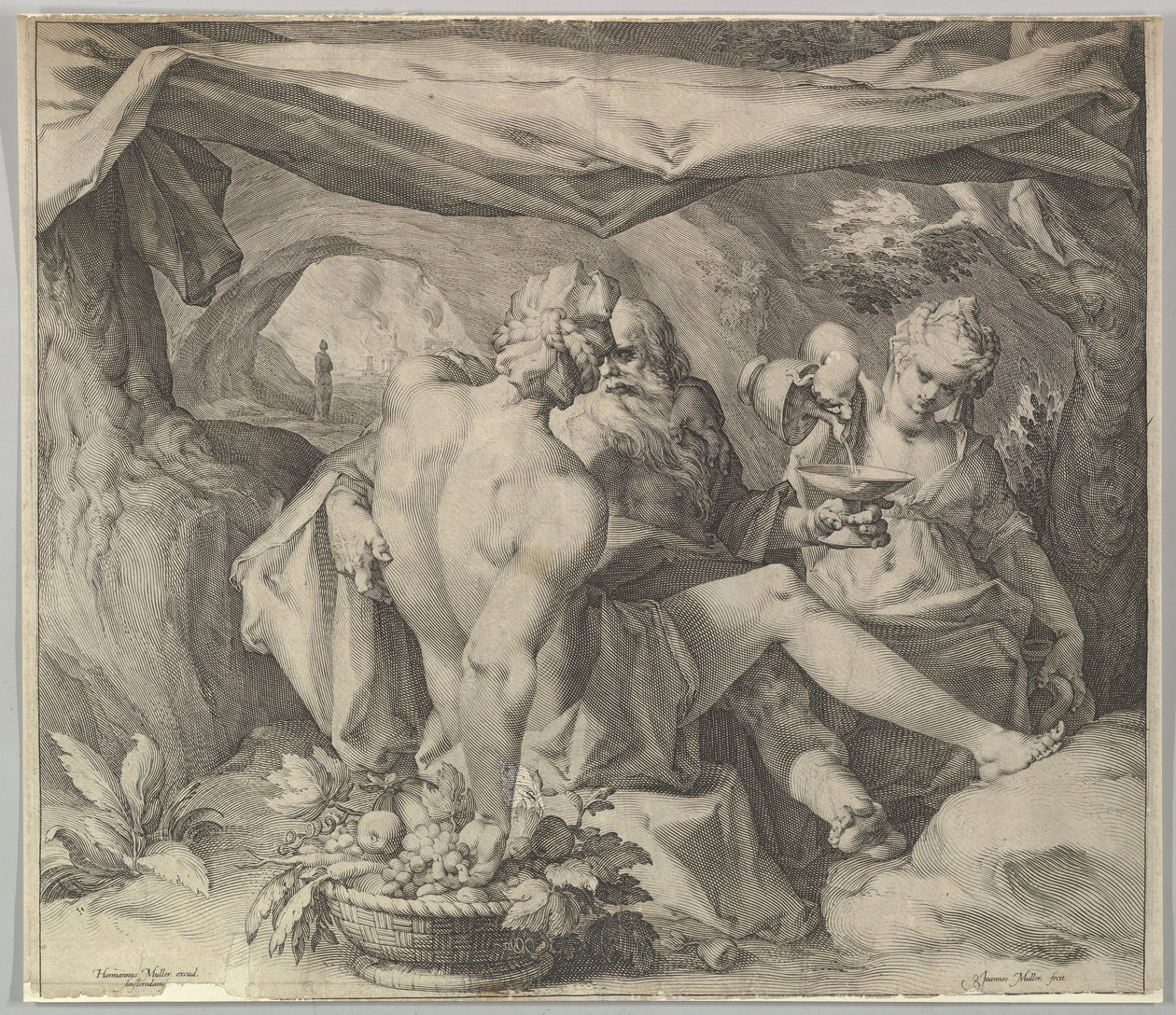 Lot a jeho dcery, ca. 1630. od Jan Muller