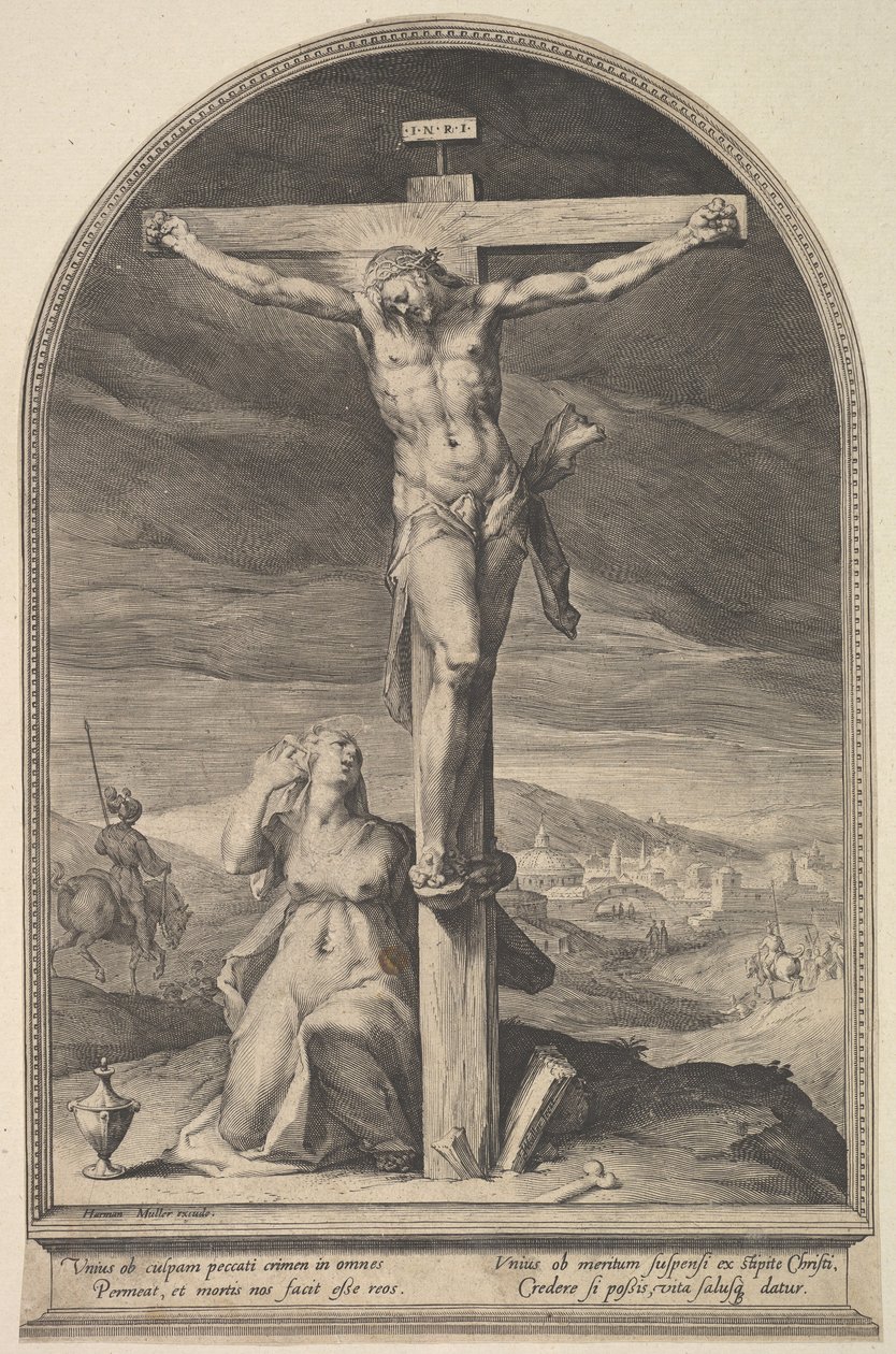 Sv. Máří Magdalena u paty kříže, ca. 1612. od Jan Muller