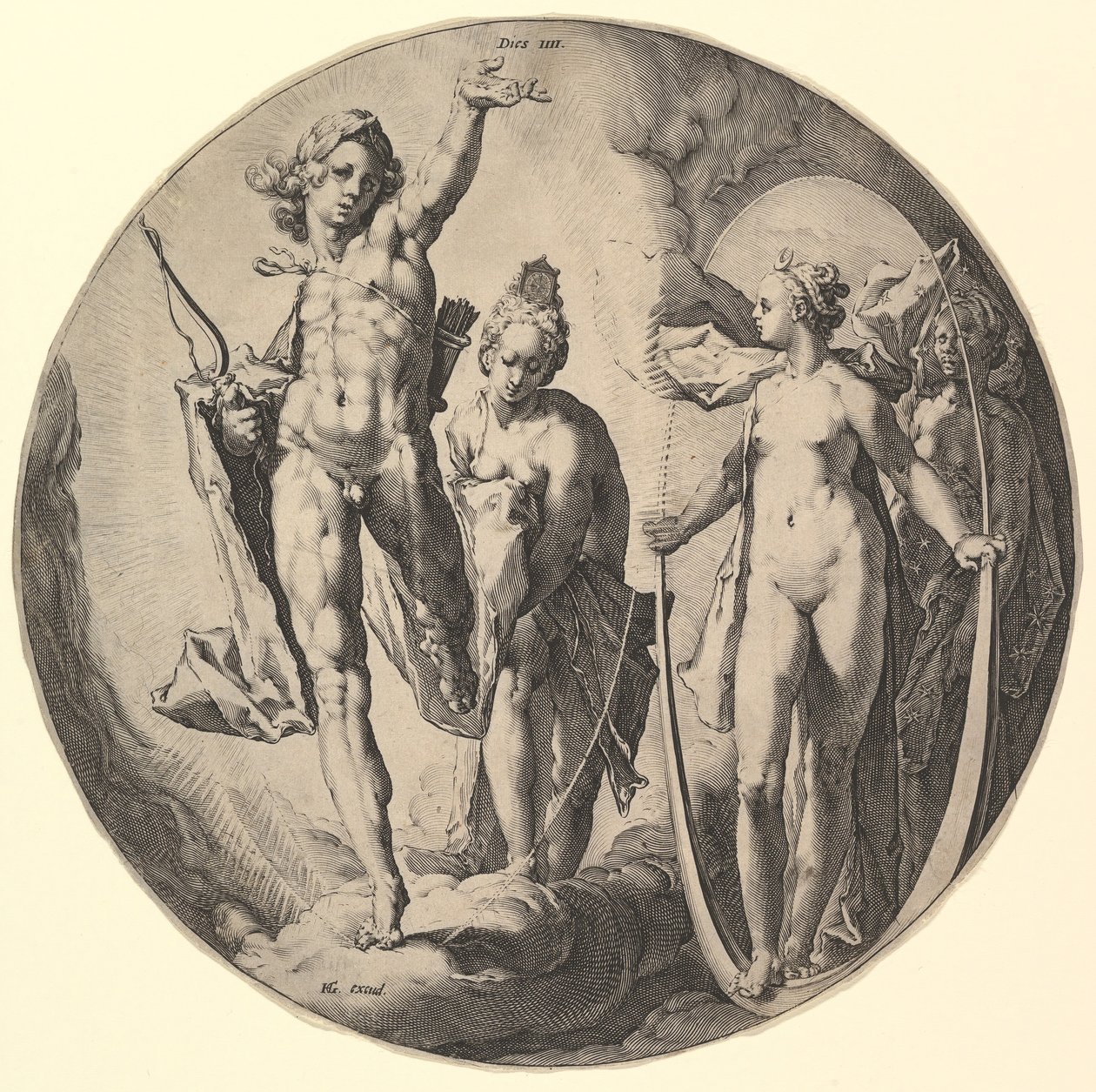 Čtvrtý den umírá IV, ze série Stvoření světa, ca. 1596. od Jan Muller