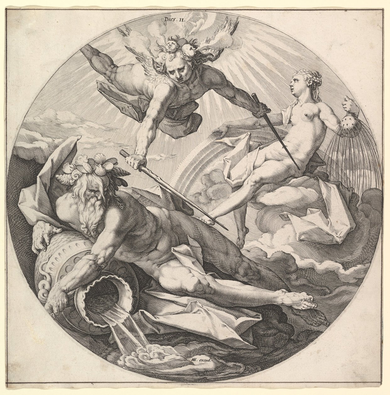 Druhý den umírá II, ze série Stvoření světa, ca. 1594. od Jan Muller