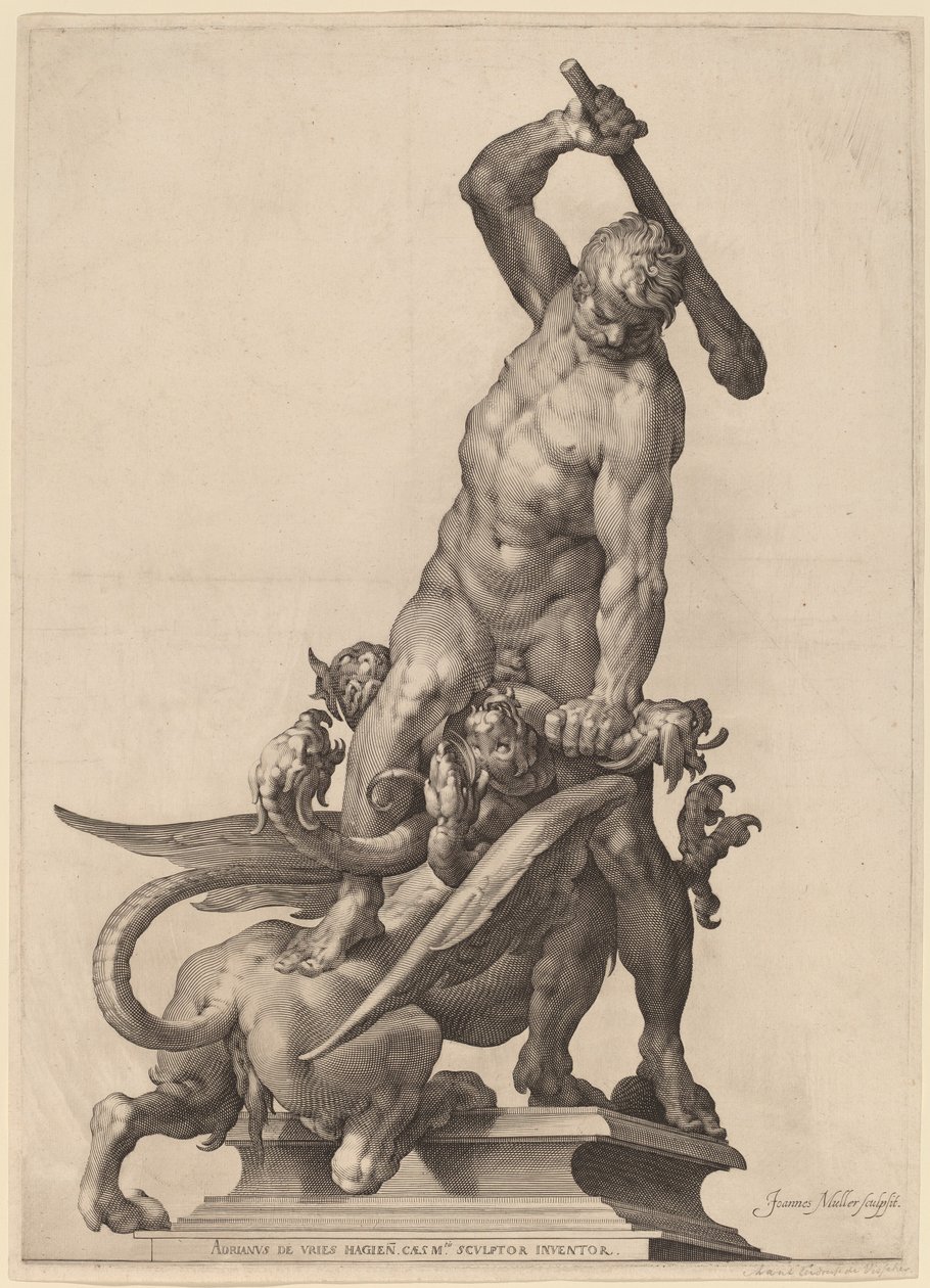 Herkules zabíjí Hydru od Jan Muller after Adriaen de Vries