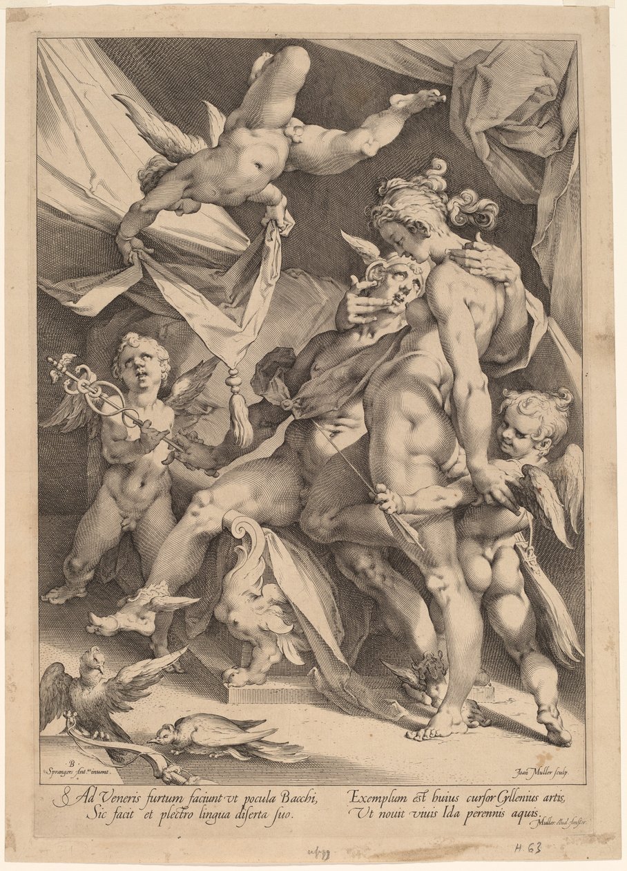 Venuše a Merkur od Jan Muller, after Bartholomaeus Spranger