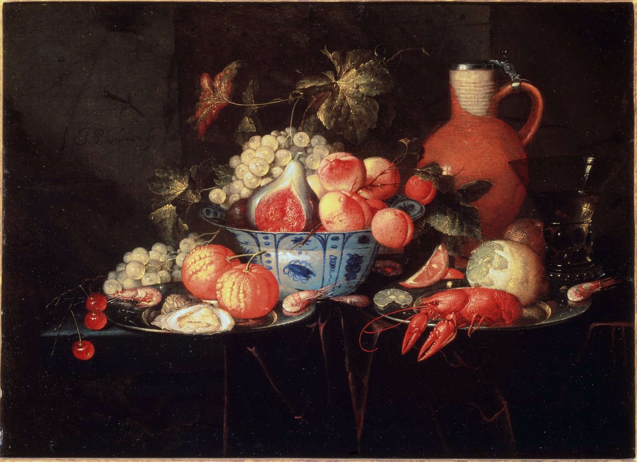 Zátiší s ovocem a raky - il na plátně, kolem 1660 od Jan Pauwel II the Younger Gillemans