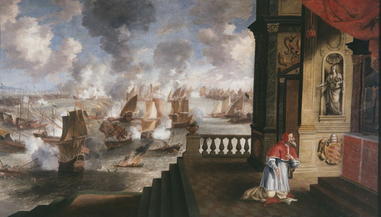 Nizozemsky: de slag van Lepanto in 1571 Bitva u Lepanta v roce 1571 od Jan Peeters the Elder