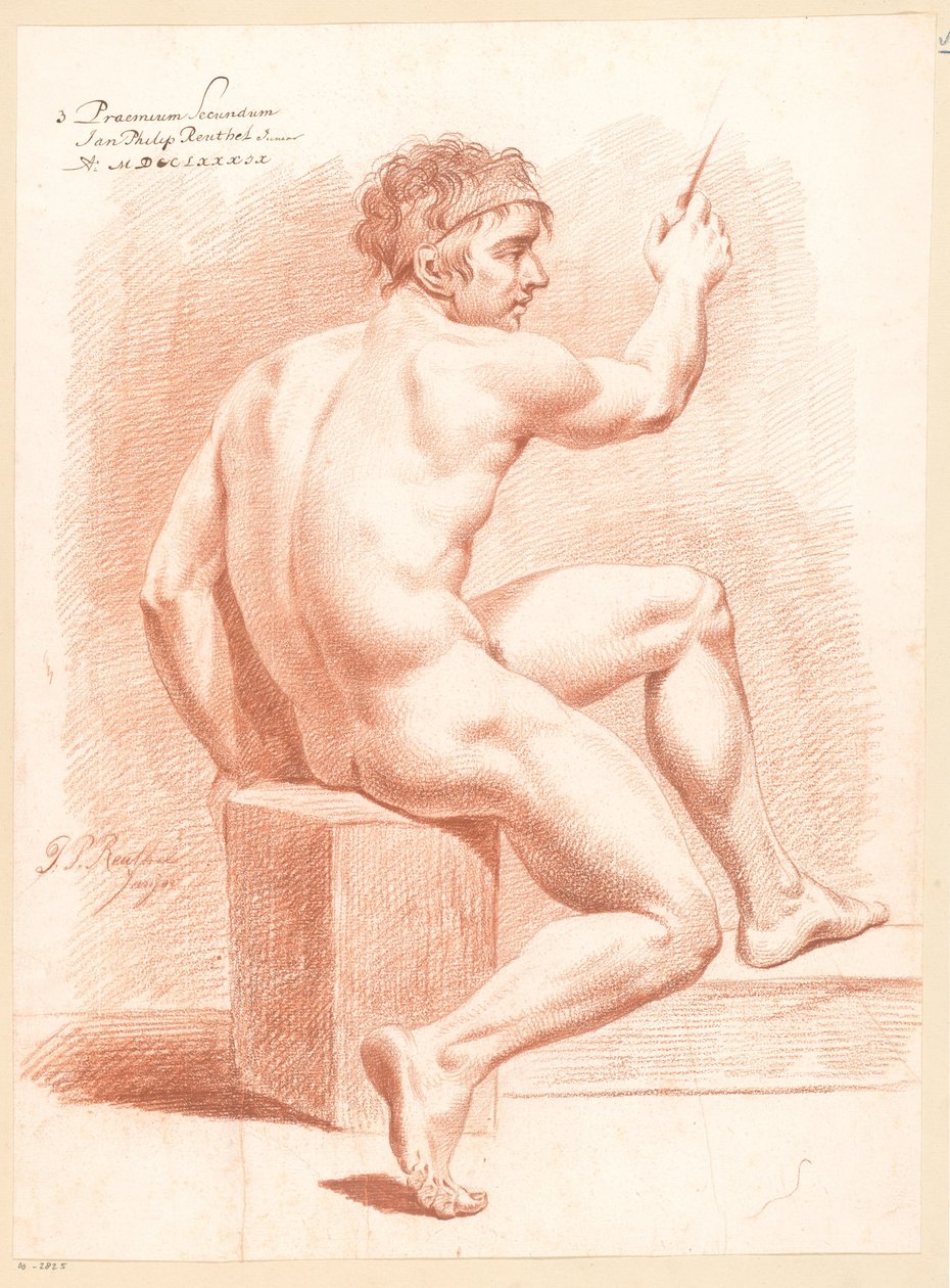 Sedící mužský akt, viděno zezadu (2. cena 1789) od Jan Philip Reuthel jr.