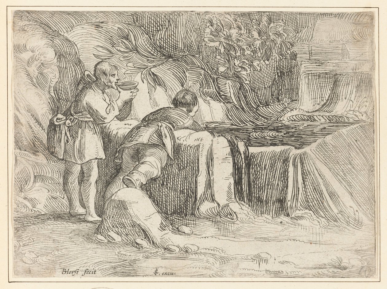 Dva muži u studny od Jan Philipsz. van Bouckhorst