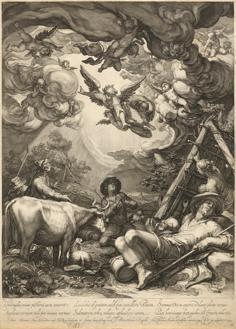 Zvěstování pastýřům od Jan Pietersz Saenredam, after Abraham Bloemaert