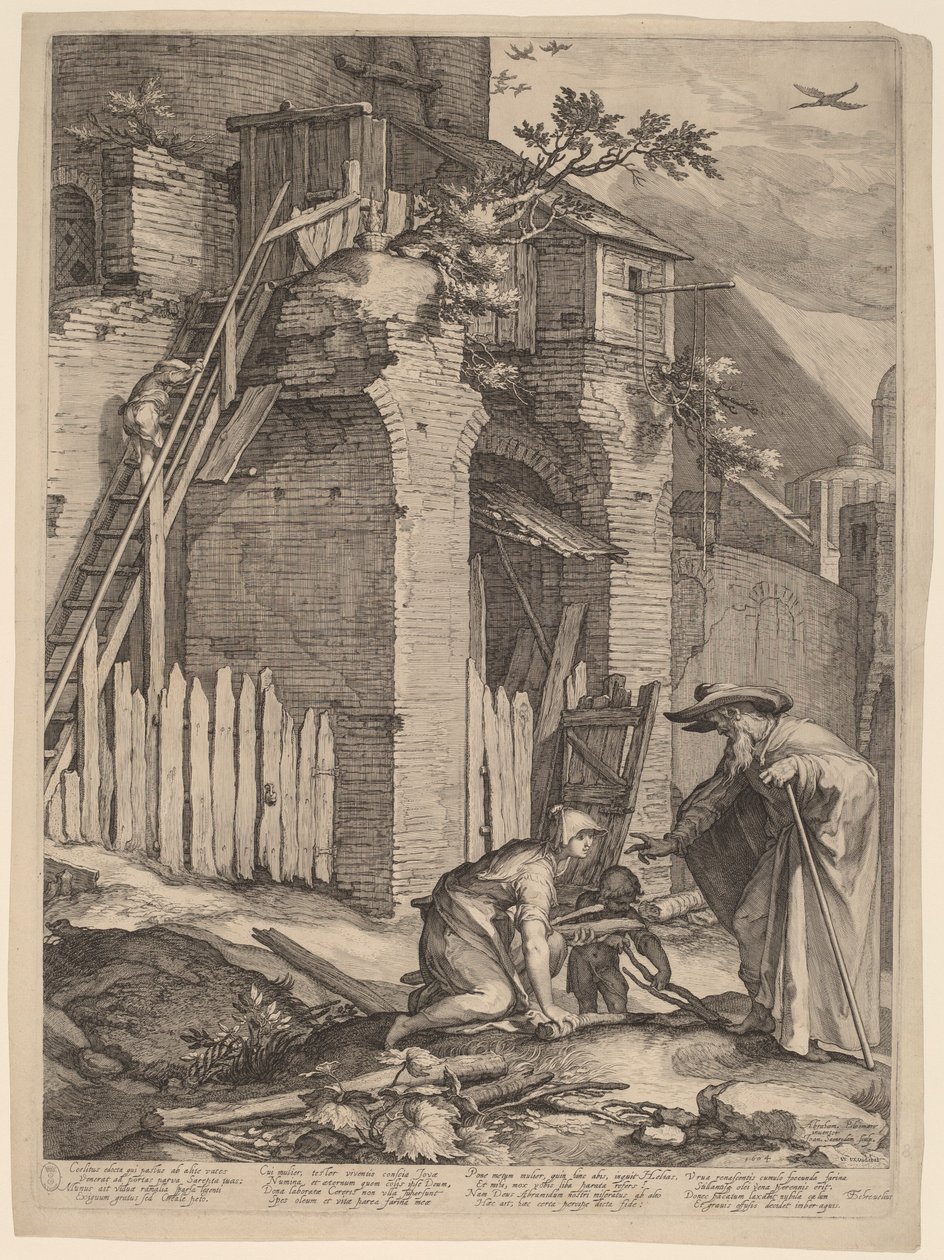 Prorok Eliáš s vdovou ze Sarepty od Jan Pietersz Saenredam, after Abraham Bloemaert