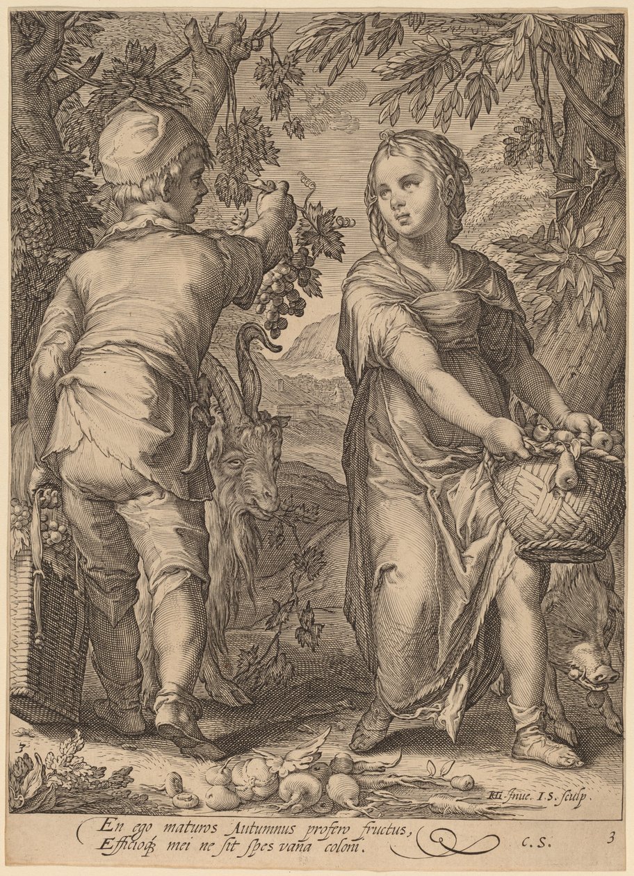 Podzim od Jan Pietersz Saenredam after Hendrik Goltzius