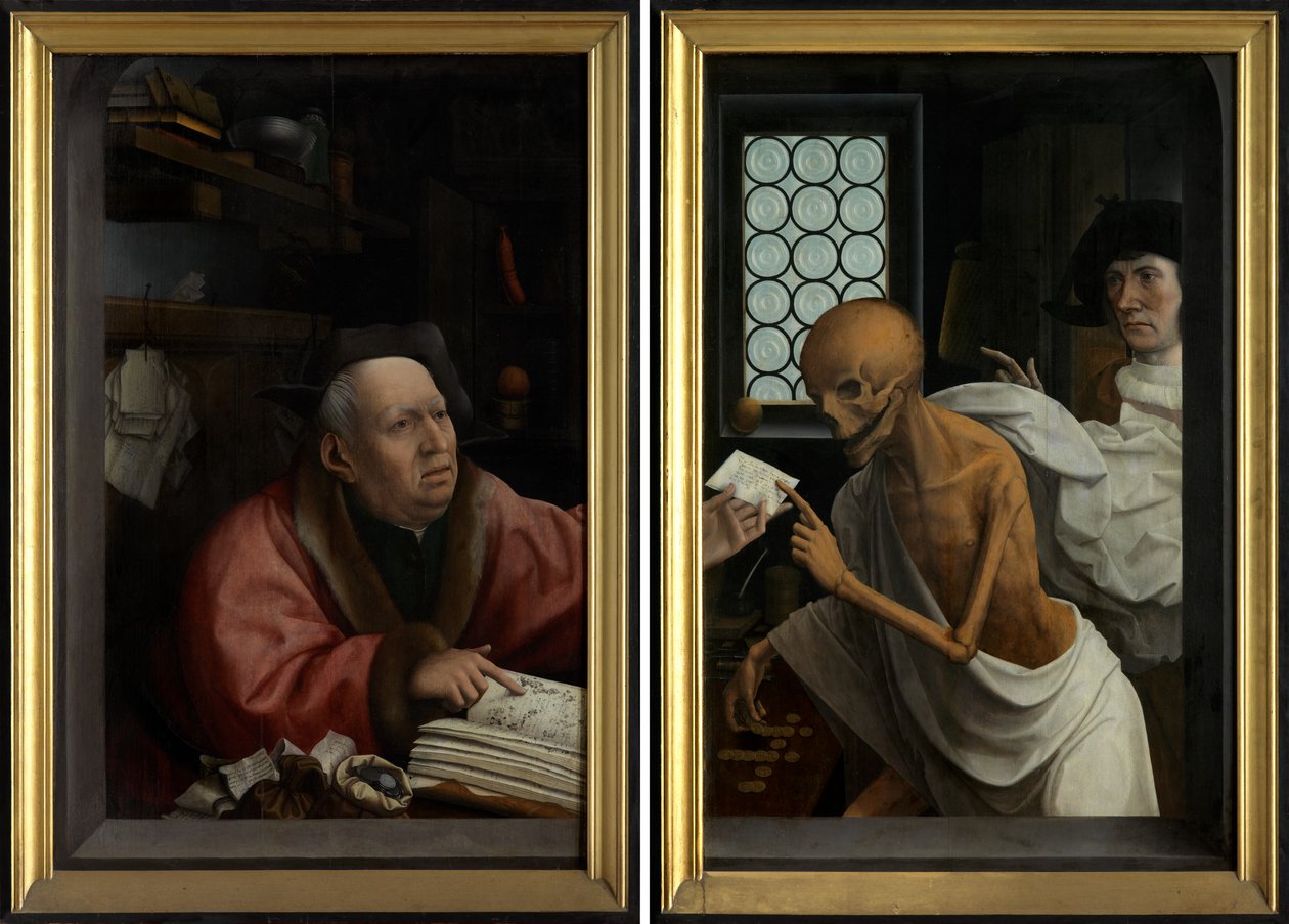 Death and the Lakomec, kolem 1515-21 (olej na panelu) od Jan Provoost