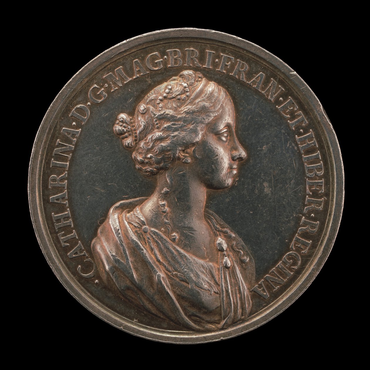 Kateřina z Braganzy, 1638-1705, manželka Karla II., anglického krále, 1662 [revers], 1662. od Jan Roettiers
